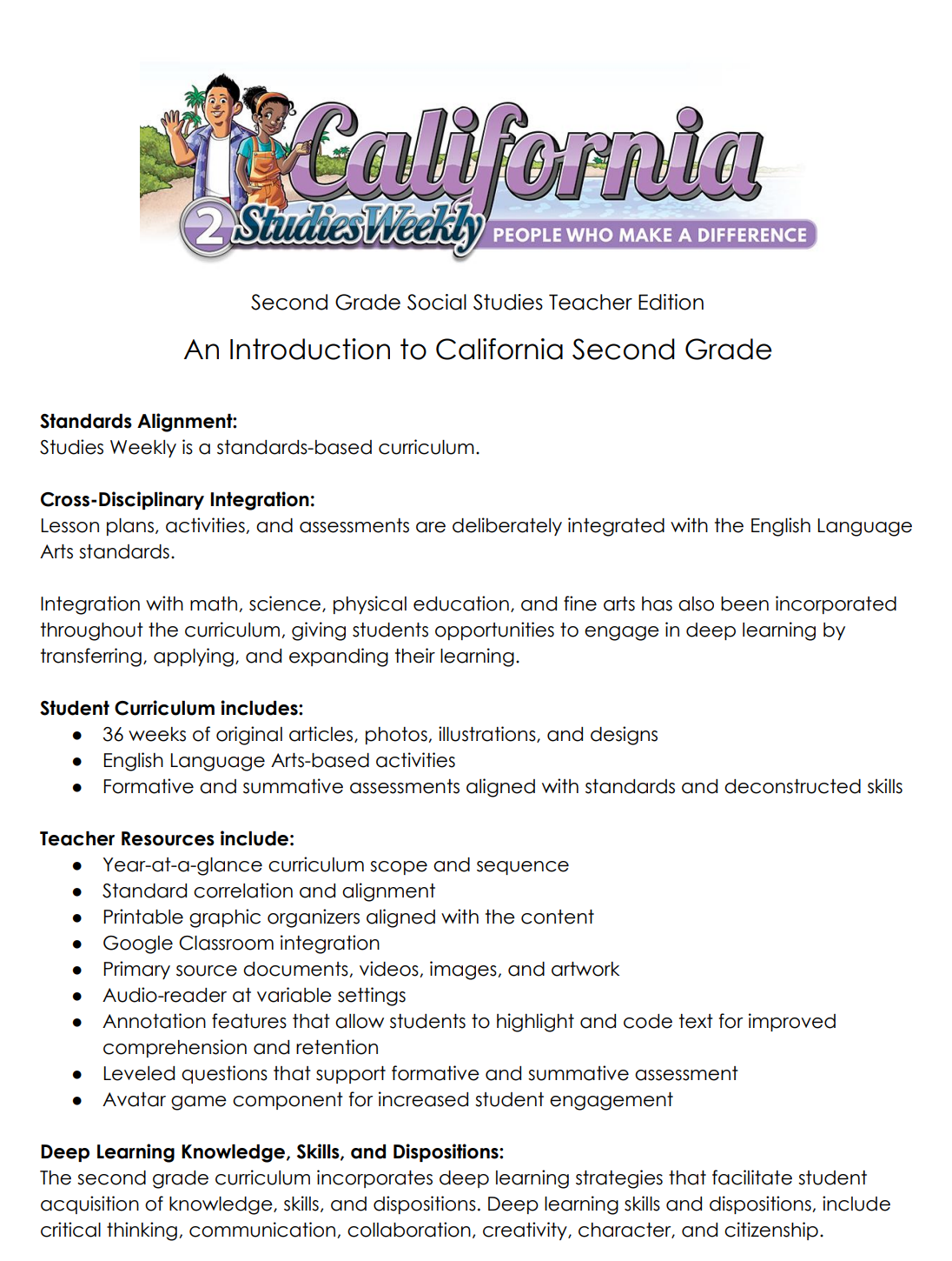 Studies Weekly Second Grade English Teacher Edition