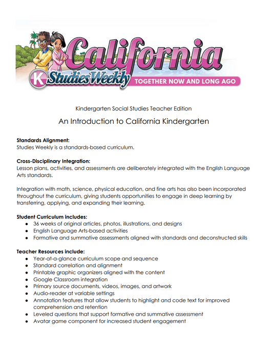 Studies Weekly Kindergarten English Teacher Edition