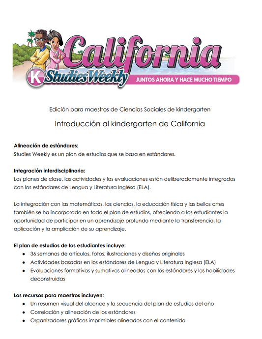Studies Weekly Kindergarten Spanish Teacher Edition