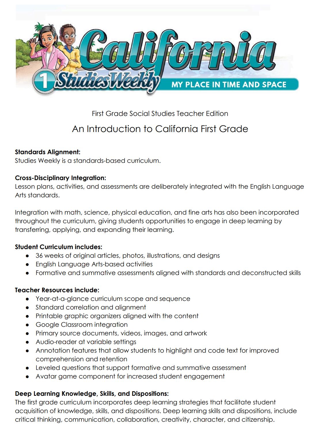 Studies Weekly First Grade English Teacher Edition